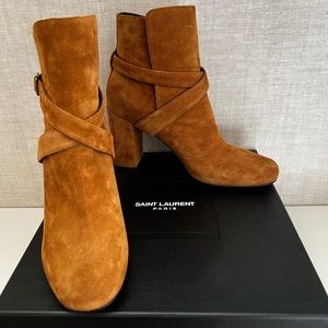 New In Box - Saint Laurent size 39 Suede Babies Ankle Boots in Suede Brown